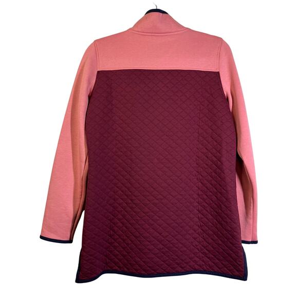 L.L. BEAN Pullover Quilted & Fleece Quarter Snap Colorblock Mock Neck Merlot - Picture 4 of 15